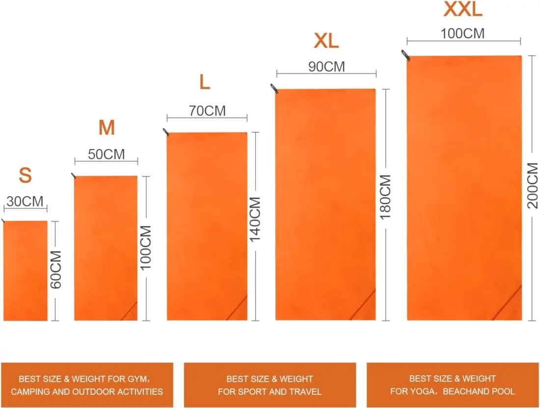 Dimensioni asciugamani mare in microfibra
